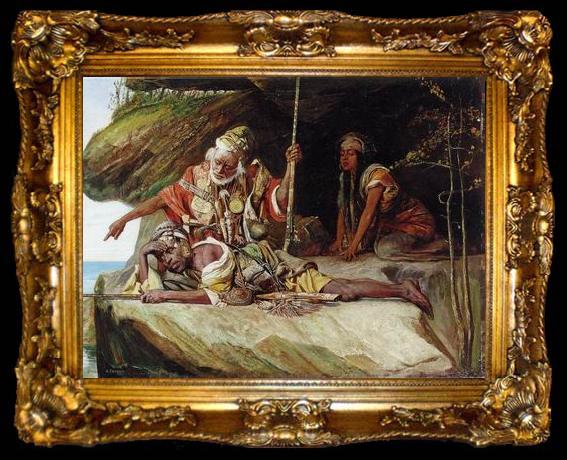 framed  unknow artist Arab or Arabic people and life. Orientalism oil paintings 579, ta009-2